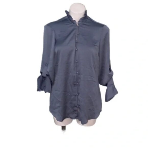 Express Satin Ruffle Collar Blouse Size L, NWT - Picture 1 of 5